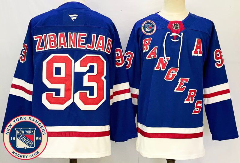 Men New York Rangers #93 Zibanejad Blue Fanatics 2025 NHL Jersey style 1
